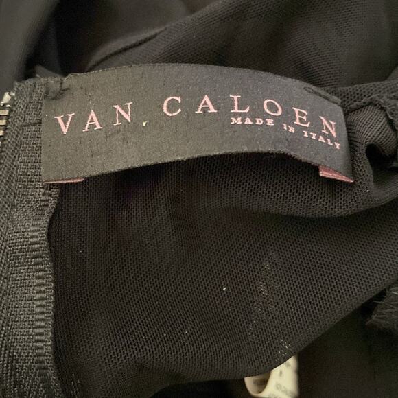 Van Caloen Made in Italy Peplum Mesh Collar Sheath Party Dress Size M - Picture 4 of 5